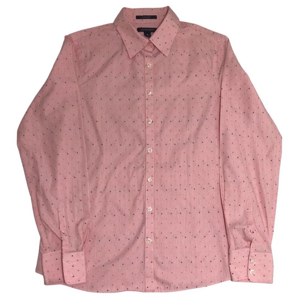 Lands End No Iron Supima Long Sleeve Size 6 Office Work Dots